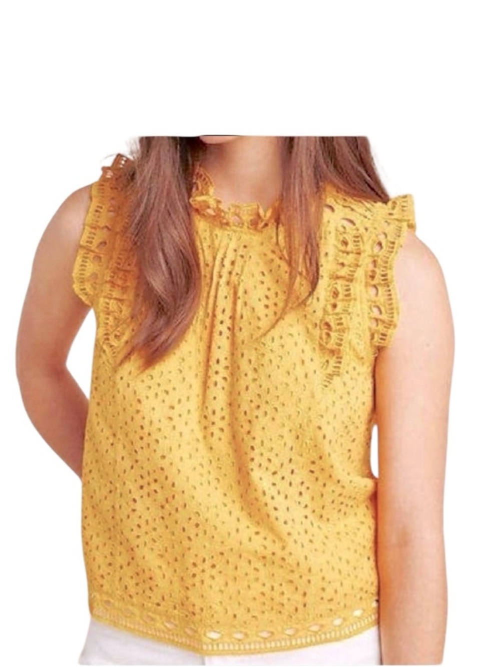 Maeve by Anthropologie Tilley Eyelet Blouse in Sunflower Yellow | Size 10